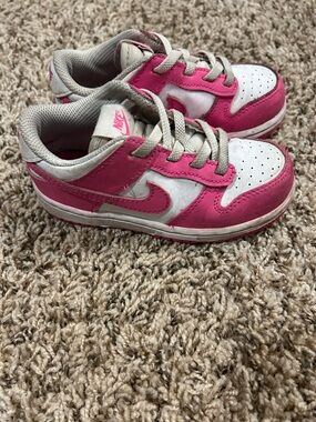 Nike Dunk Kids' Pink and White Low-Top Sneakers size 9c